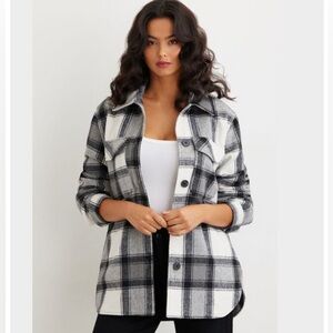 Dynamite York Shacket in black and white plaid